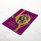 モダン タルタン プライド クリスマス ピンク ブルー 箔シーズンカード (回転した状態)