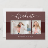 モダン |ダスティエレガントバラ2写真卒業 案内状 (正面)