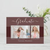 モダン |ダスティエレガントバラ2写真卒業 案内状 (スタンド正面)