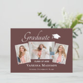 モダン |ダスティエレガントバラ3写真卒業 案内状 (スタンド正面)