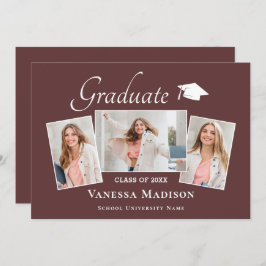 モダン |ダスティエレガントバラ3写真卒業 案内状