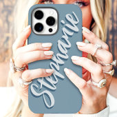モダン ダスティブルー ミニマルスクリプト 名前 Case-Mate iPhoneケース