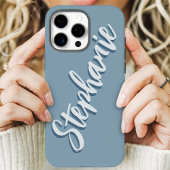 モダン ダスティブルー ミニマルスクリプト 名前 Case-Mate iPhoneケース