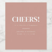 モダン ダスティローズ "Cheers!" ウェディング ワインラベル (シングルラベル)