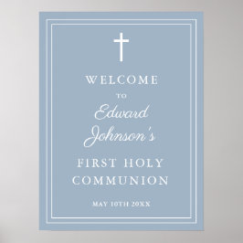 モダン ダスティーブルー聖体拝領歓迎看板 ポスター