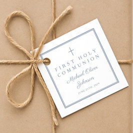 モダン ダスティーブルー ありがとう ボーイ ファースト コミュニオン フェイバータグ