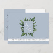 モダン ダスティーブルー ウェディング セーブ・ザ・デート 案内ポストカード