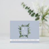 モダン ダスティーブルー ウェディング セーブ・ザ・デート 案内ポストカード