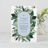 モダン ダスティーブルー エレガント ボタニカル ガーデン ウェディング 招待状 (スタンド正面)