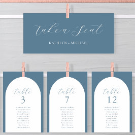 モダン ダスティーブルー スクリプト カード 席次表ヘッダー