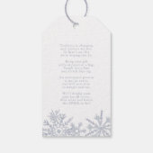 モダン ダスティーブルー スノーフレーク ノー ラッピング ギフト タグ (裏面)