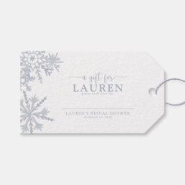 モダン ダスティーブルー スノーフレーク ノー ラップ ギフト タグ