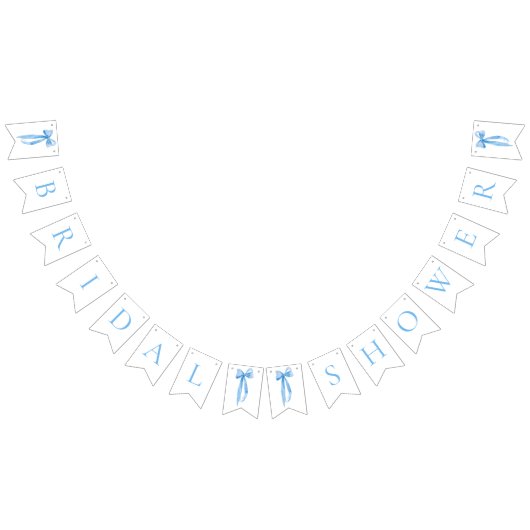 モダン ダスティーブルー ボウ ブライダルシャワー バンティング バナー (全)