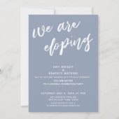 モダン ダスティーブルー 私たちはこっそり結婚式 レセプション 招待状 (正面)