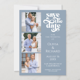 モダン ダスティーブルー 結婚式 Save The Date マグネット招待状