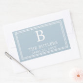 モダン ダスティーブルー 長方形ステッカー 長方形シール (封筒)