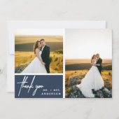 モダン ダスティ ネイビーブルー フォト コラージュ ありがとうございます (正面)