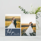 モダン ダスティ ネイビーブルー フォト コラージュ ありがとうございます (スタンド正面)