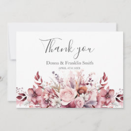 モダン ダスティ ローズ ピンク ウェディング  サンクスカード サンキューカード