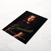 モダン&ダッエレガントク2枚の写真卒業金ゴールド 箔招待状 (回転した状態)