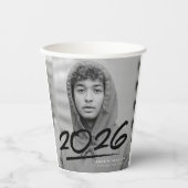 モダン ダッシュ ブラック 2026 フォト 卒業 紙コップ (正面)