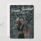 モダン ダークグリーン スクリプト 馬術 馬の写真 シーズンカード (正面)