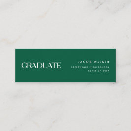 モダン ダークグリーン ストライプ 卒業 名刺