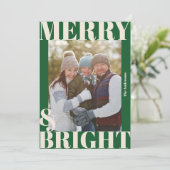 **モダン ダークグリーン ホワイト メリー＆ブライト フォト** シーズンカード (スタンド正面)