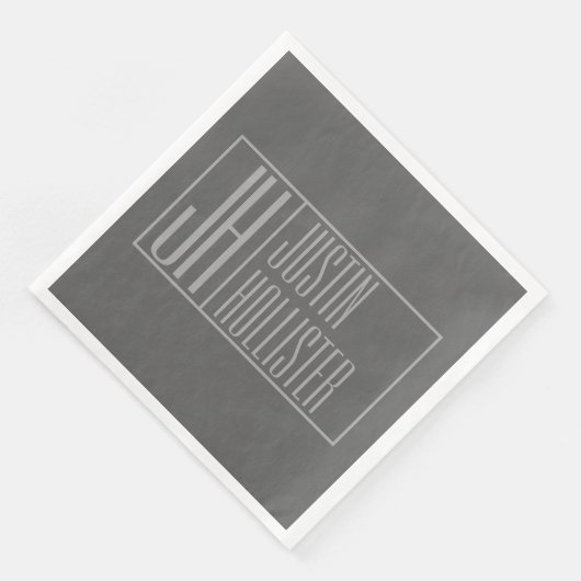 モダン、ダークグレーのグレー、イニシャルと名前のロゴ (コーナー)