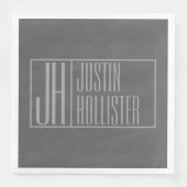 モダン、ダークグレーのグレー、イニシャルと名前のロゴ (正面)