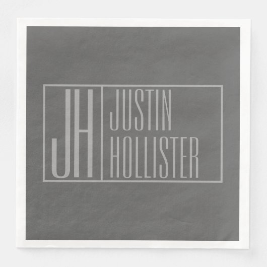 モダン、ダークグレーのグレー、イニシャルと名前のロゴ (正面)