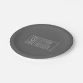 モダン、ダークグレーのグレー、イニシャルと名前のロゴ ペーパープレート (アングル)