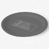 モダン、ダークグレーのグレー、イニシャルと名前のロゴ ペーパープレート (アングル)