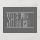 モダン、ダークグレーのグレー、イニシャルと名前のロゴ ポストカード (正面)