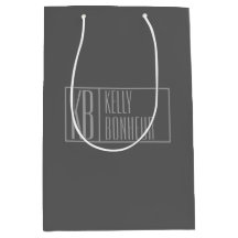 モダン、ダークグレーのグレー、イニシャルと名前のロゴ