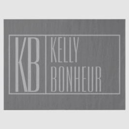 モダン、ダークグレーのグレー、イニシャルと名前のロゴ 薄葉紙