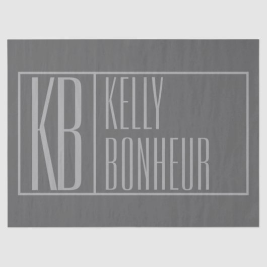 モダン、ダークグレーのグレー、イニシャルと名前のロゴ 薄葉紙 (正面)