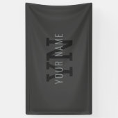 モダン ダークグレー モノグラム ネーム (またはその他のテキスト) 横断幕 (縦)