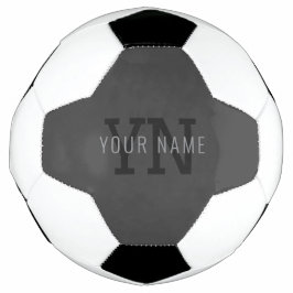 モダン ダークグレー モノグラム 名前(またはその他のテキスト) サッカーボール