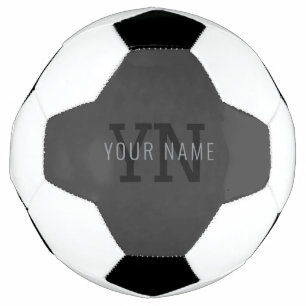 モダン ダークグレー モノグラム 名前(またはその他のテキスト) サッカーボール