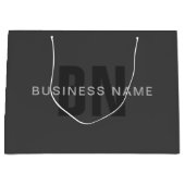 モダン ダークグレー 編集可能なモノグラム デザイン テンプレート ラージペーパーバッグ (正面)