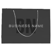 モダン ダークグレー 編集可能なモノグラム デザイン テンプレート ラージペーパーバッグ (裏面)