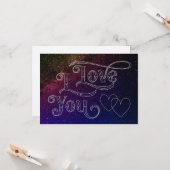 モダン ダークハート エレガント ブルー スペース - 愛してる カード (正面/裏面インサイチュ)