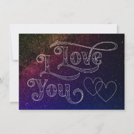 モダン ダークハート エレガント ブルー スペース - 愛してる カード