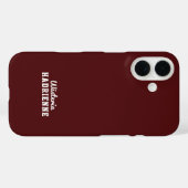 モダン ダークバーガンディ スポーツ モノグラム 名前 Case-Mate iPhoneケース (裏面 (横))