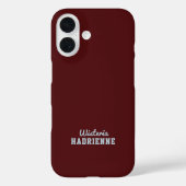 モダン ダークバーガンディ ブルー スポーツ モノグラム 名前 Case-Mate iPhoneケース (裏面)