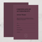 モダン ダークパープル 真正品証明書 サンキューカード (正面/裏面)
