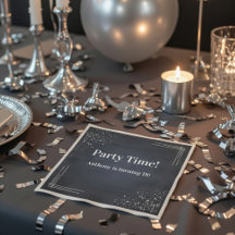 モダン ダークブルー & シルバー 18歳の誕生日ナプキン