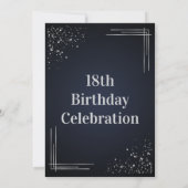 モダン ダークブルー＆シルバー 18歳の誕生日招待状 招待状 (裏面)