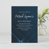 モダン ダークブルー ジオメトリック 90歳 誕生日 招待状 (スタンド正面)